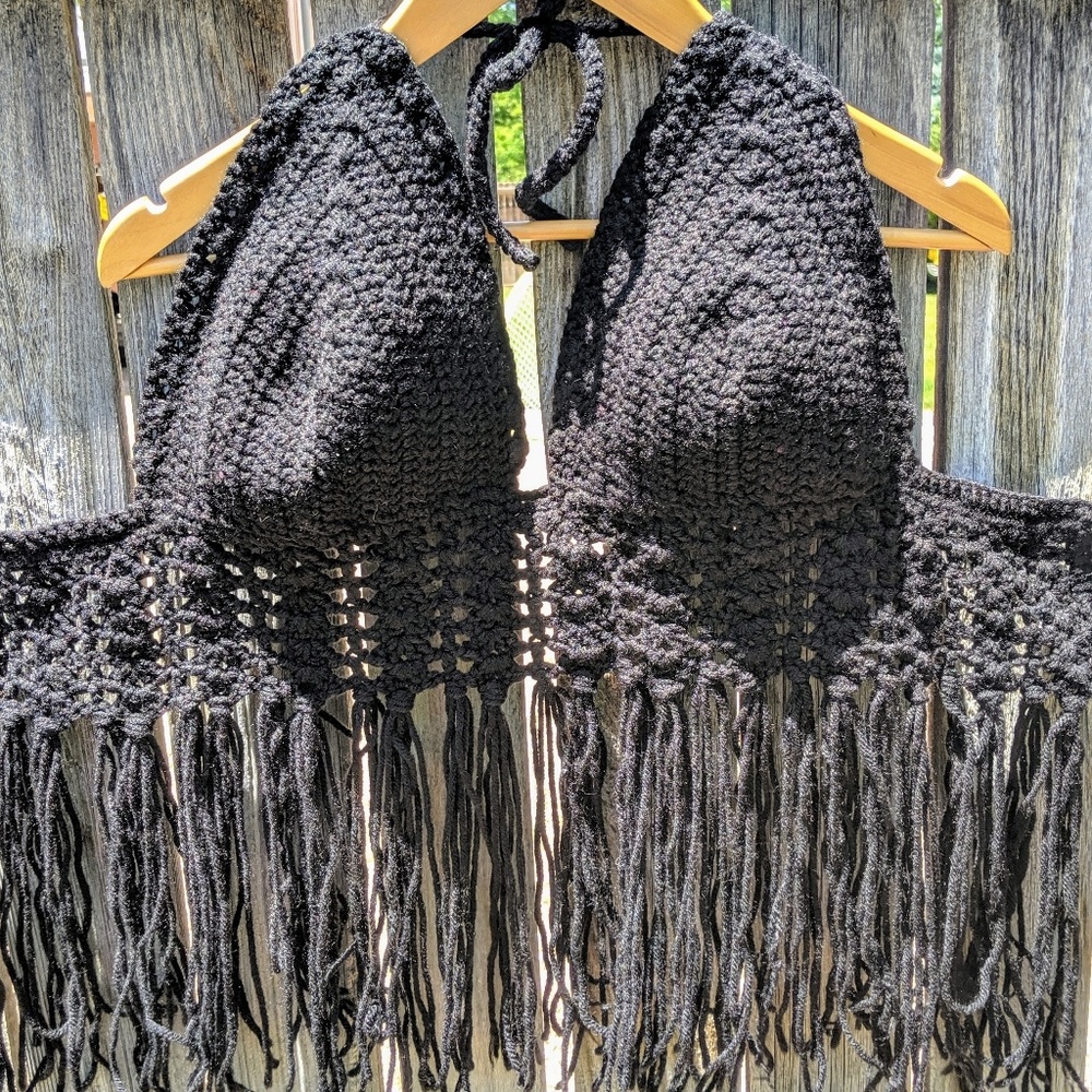 Handmade Crochet Crop Top with Fringes